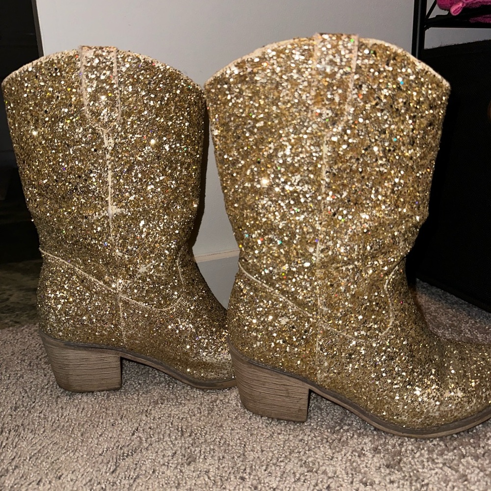 Gold Glitter Heeled Boots